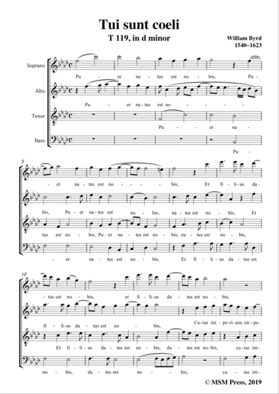 Byrd-Tui sunt coeli,T 119,in f minor,for A cappella 4-Part scores gallery preview page 3