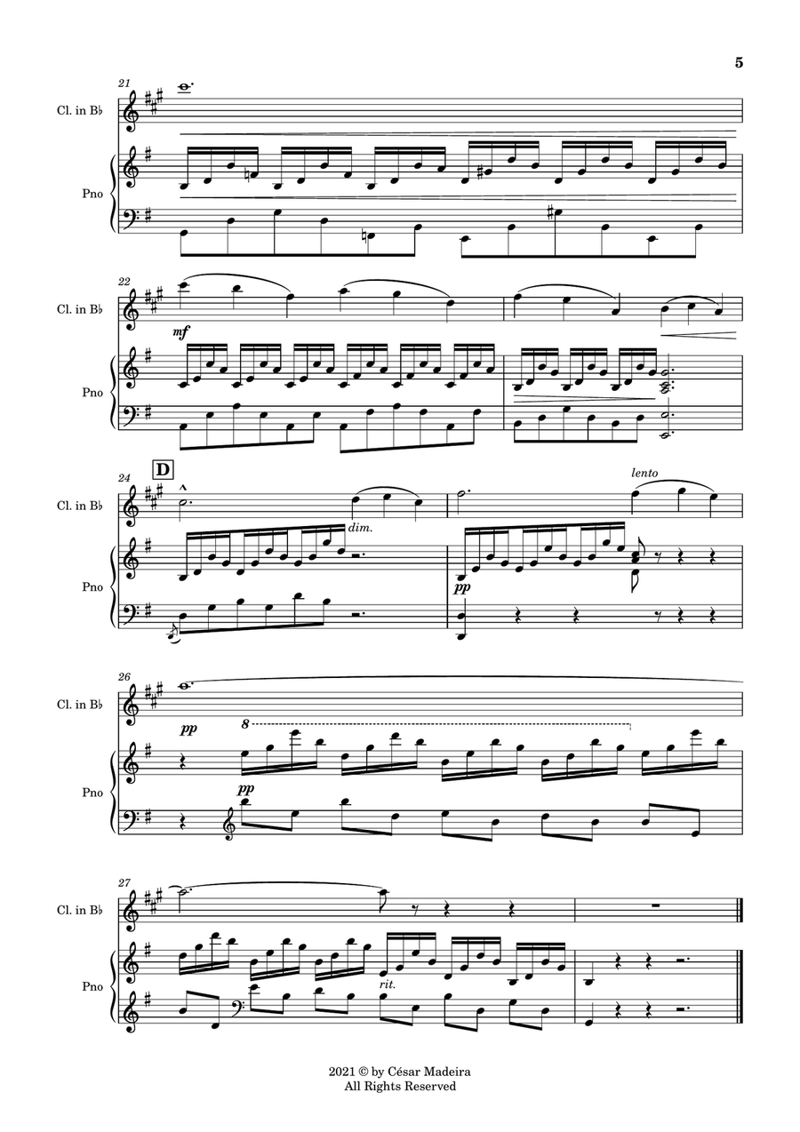 The Swan (Le Cygne) by Saint-Saens - Bb Clarinet and Piano (Full Score and Parts) B-Flat Clarinet scores gallery preview page 6