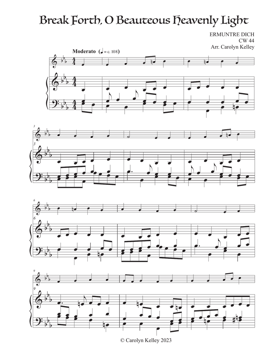 Break Forth O Beauteous Heavenly Light (Hymn Tune: ERMUNTRE DICH) Flute Solo scores gallery preview page 1