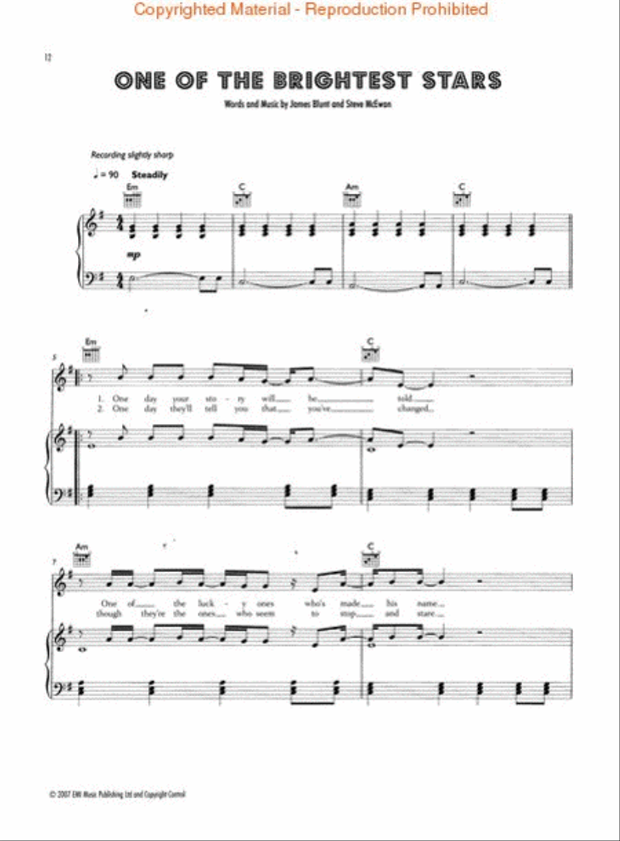 James Blunt - All the Lost Souls Piano, Vocal, Guitar scores gallery preview page 3