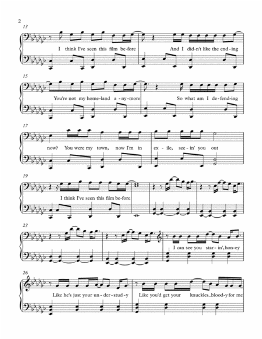 Exile Piano Solo scores gallery preview page 2