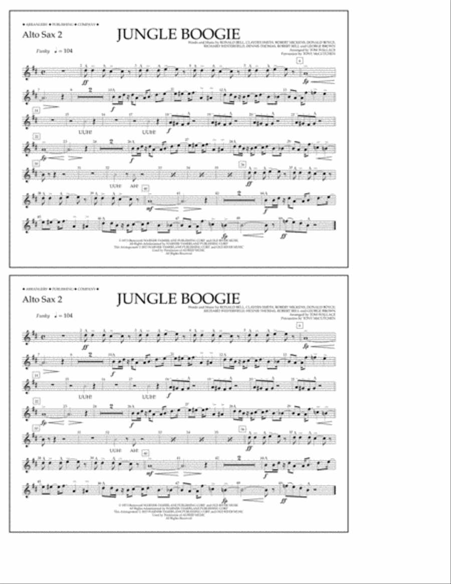 Jungle Boogie - Alto Sax 2 Marching Band scores gallery preview page 1