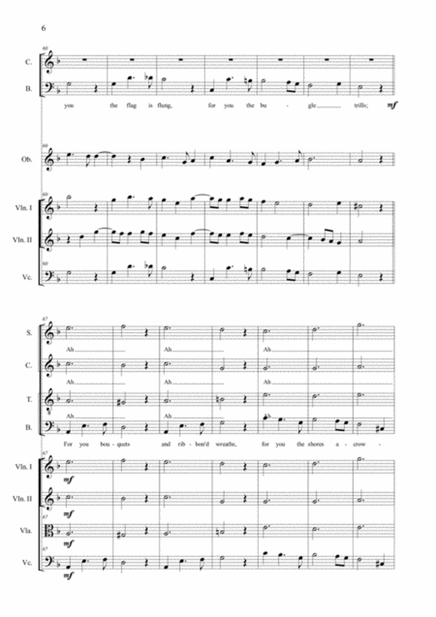 O Captain! My Captain! - For Bass (Solo, or all Basses), SATB Choir, Oboe and String Quartet image number null