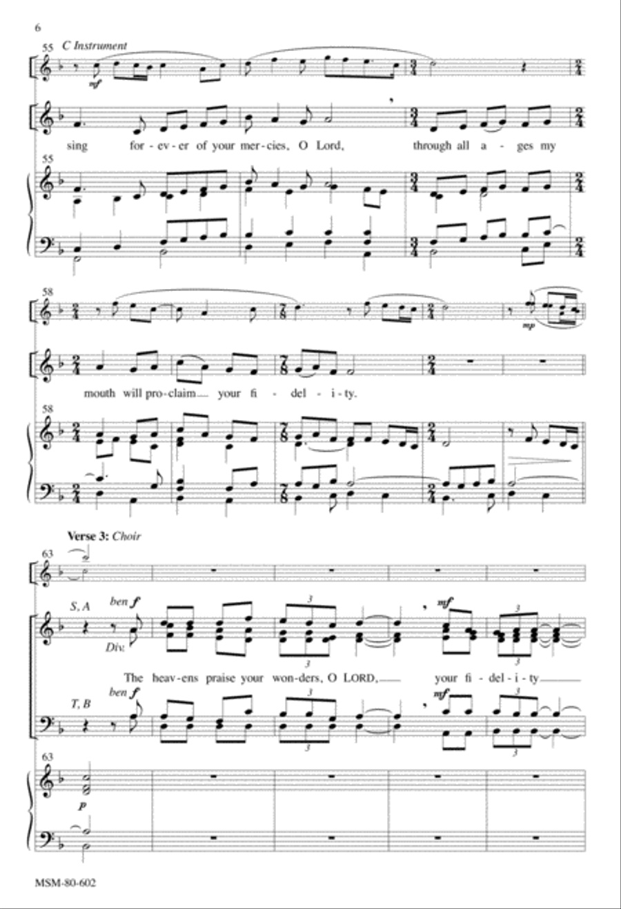 I Will Sing Forever of Your Mercies, O Lord: Communion Antiphon for Chrism Mass 4-Part scores gallery preview page 6