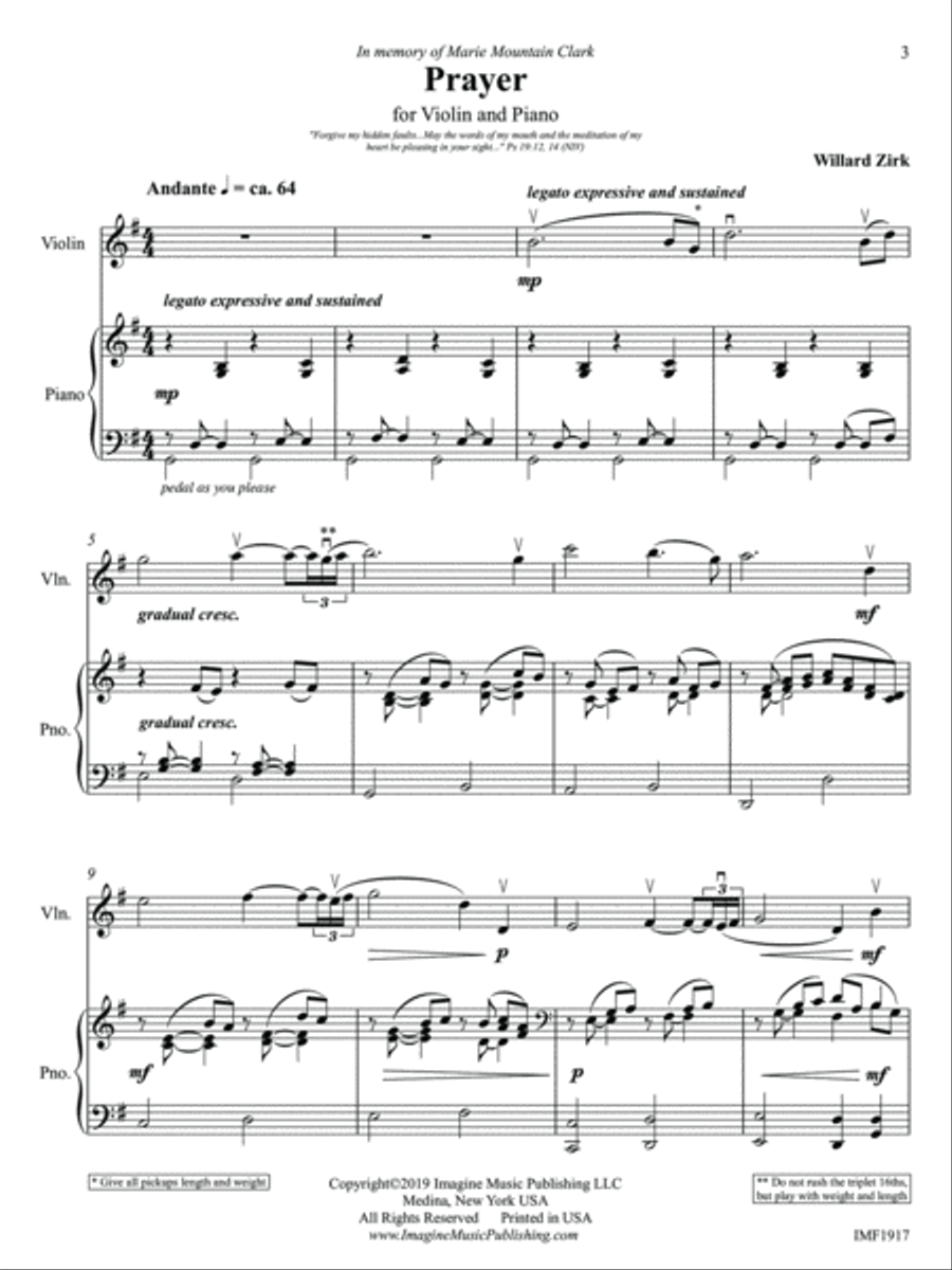 Prayer Violin Solo scores gallery preview page 3