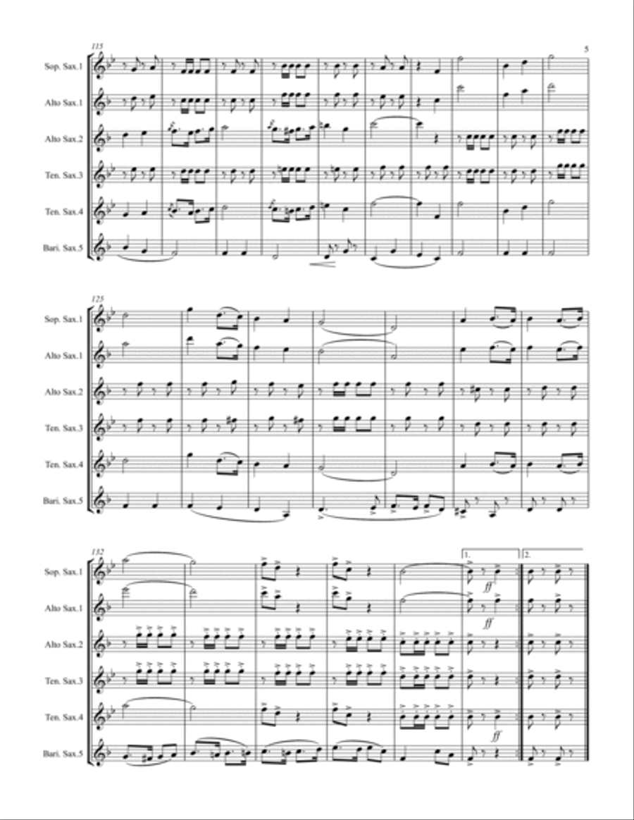 March – The Fairest of the Fair (for Saxophone Quintet SATTB or AATTB) Saxophone Quintet scores gallery preview page 6