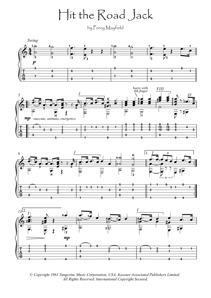 Hit The Road Jack Hit The Road Jack Electric Guitar scores gallery preview page 1