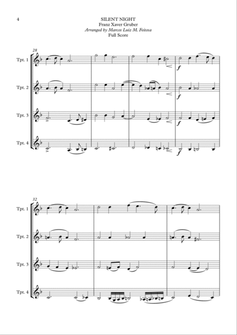 Silent Night - Trumpet Quartet Brass Ensemble scores gallery preview page 6