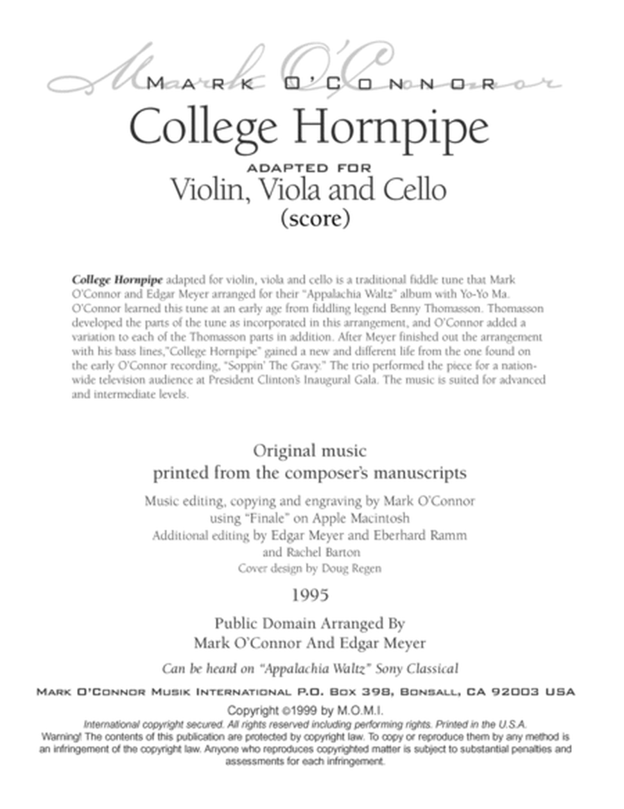 College Hornpipe (score - vln, vla, cel) image number null