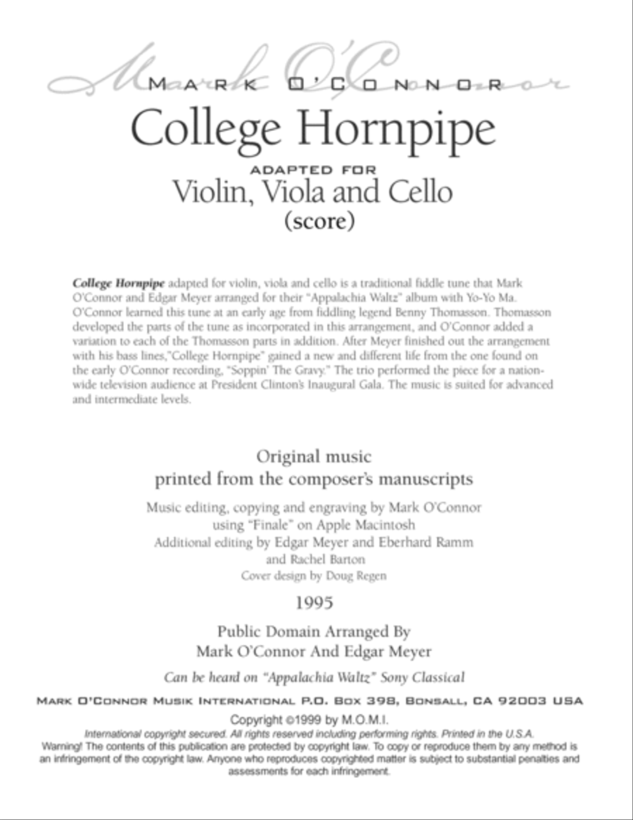 College Hornpipe (score - vln, vla, cel) String Trio scores gallery preview page 3