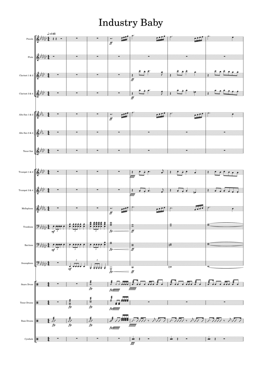 Industry Baby Industry Baby Marching Band scores gallery preview page 1