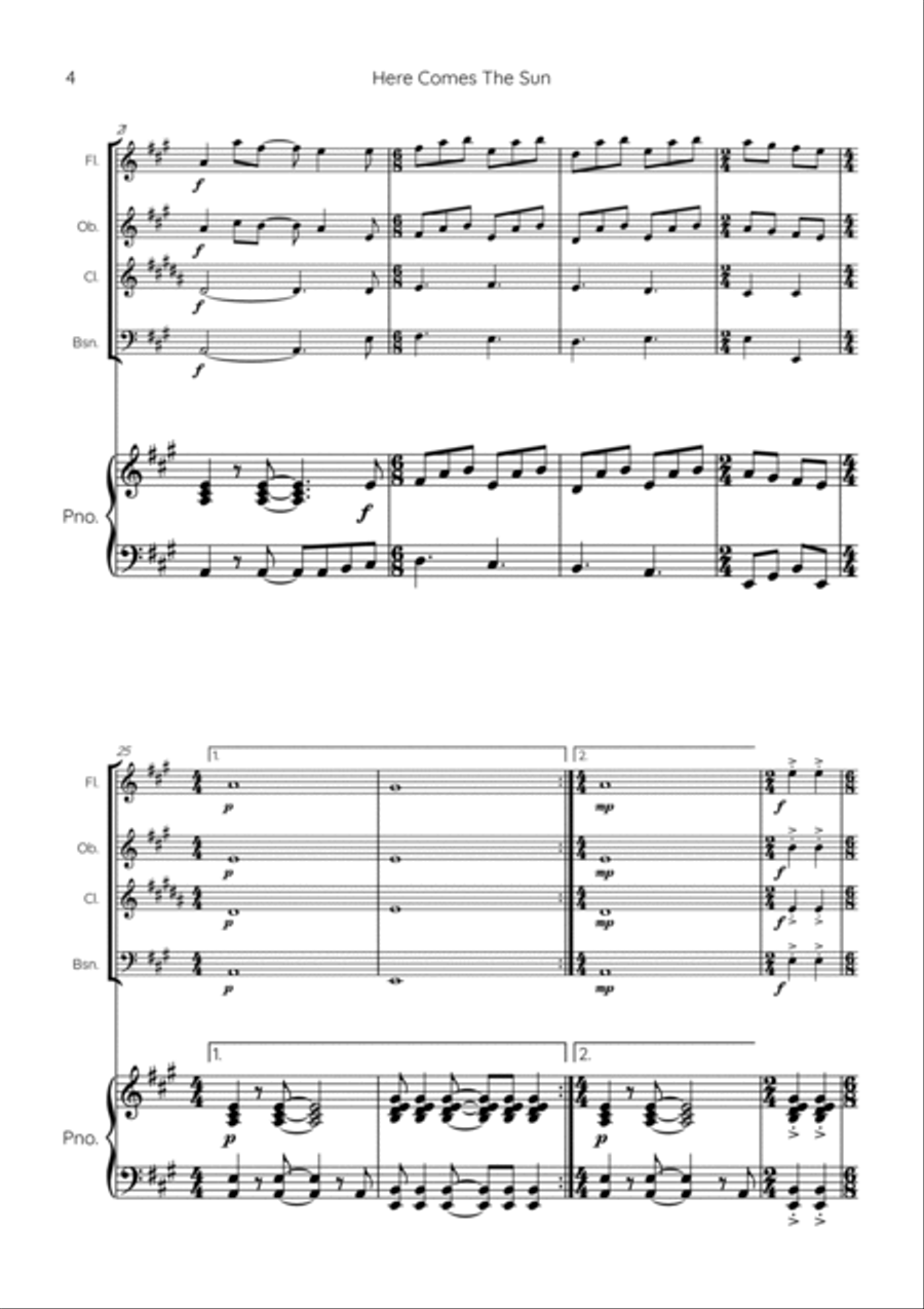 Here Comes The Sun Chamber Music scores gallery preview page 4