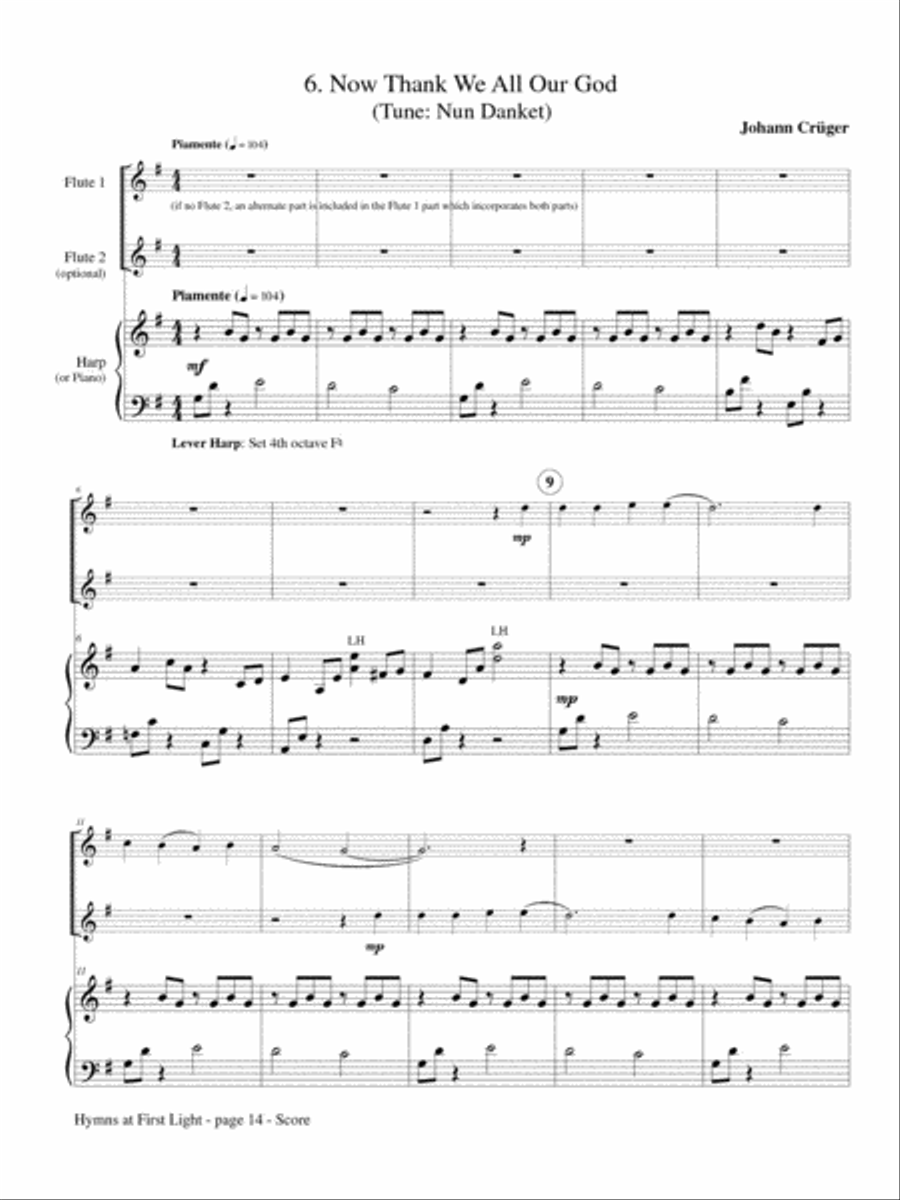 Hymns at First Light for Flute(s) and Harp Flute scores gallery preview page 4