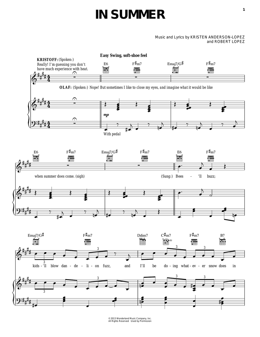 In Summer (from Frozen) Guitar scores gallery preview page 1