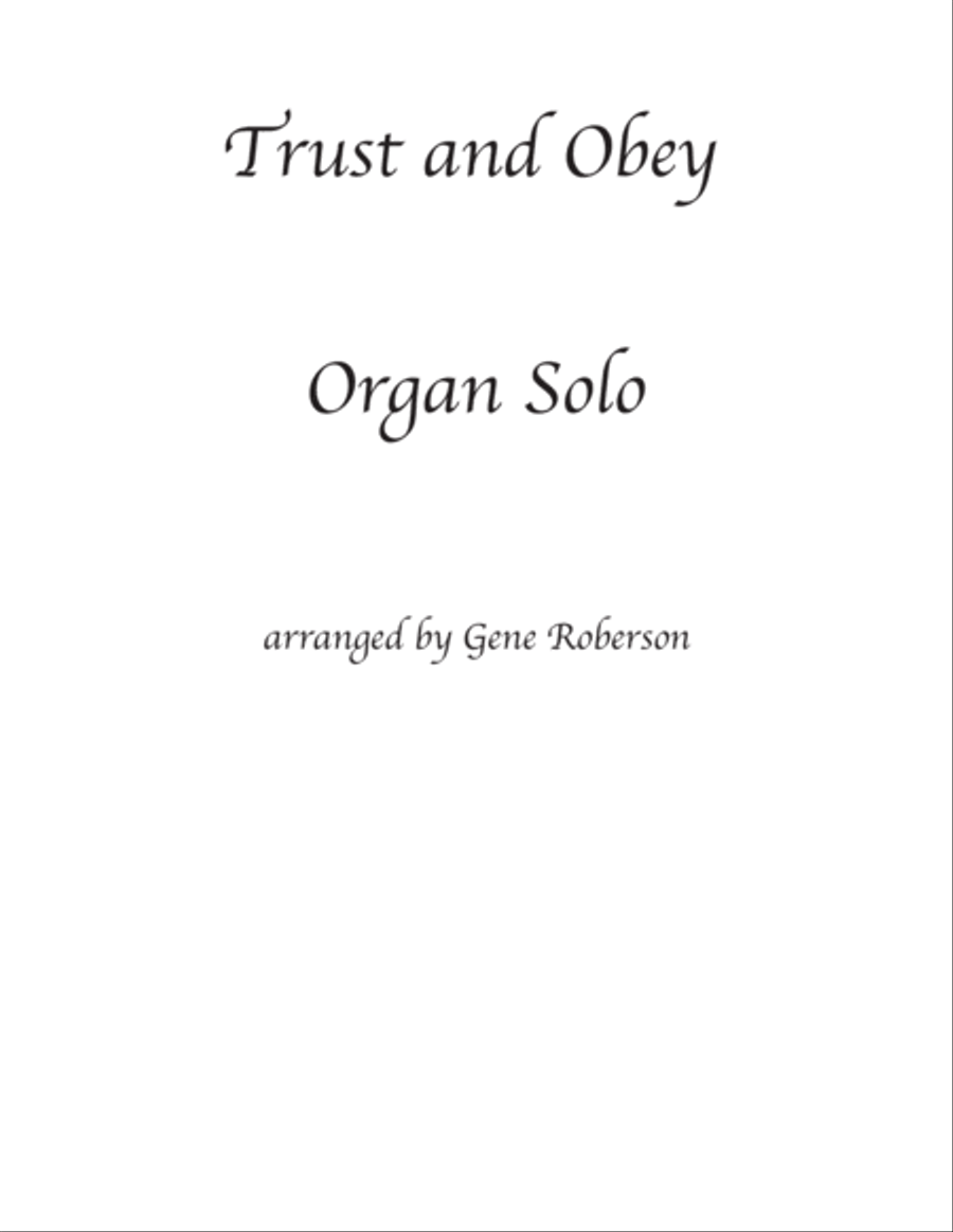 Book cover for Trust and Obey Organ Solo