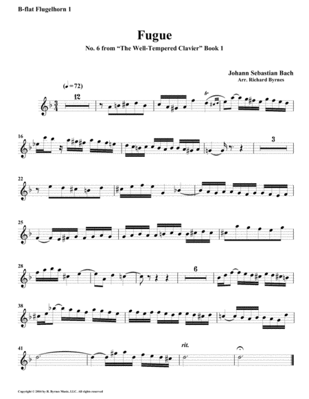 Fugue 06 from Well-Tempered Clavier, Book 1 (Conical Brass Quintet) image number null