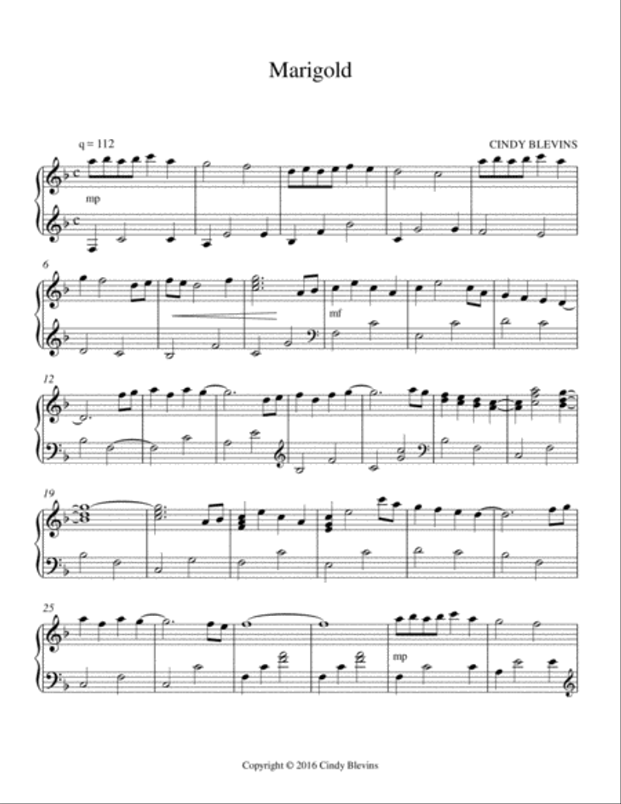 Marigold, original solo for Lap Harp Lap Harp scores gallery preview page 2