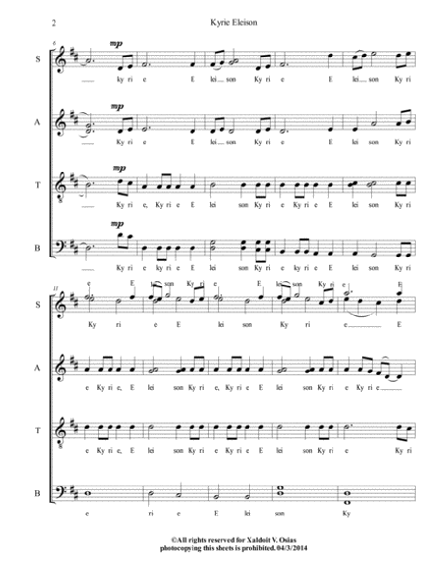Kyrie Eleison - Xaldoit Osias 4-Part scores gallery preview page 2