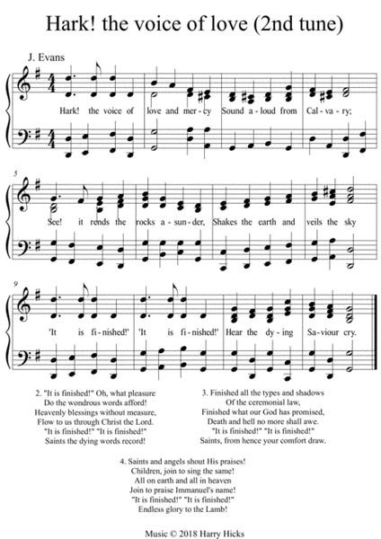 Hark! the voice of love. Another new tune for this wonderful hymn.