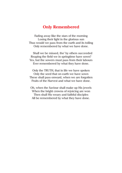 Only Remembered - An award winning and moving Memorial Day or Veterans Day hymn/anthem setting of wo image number null