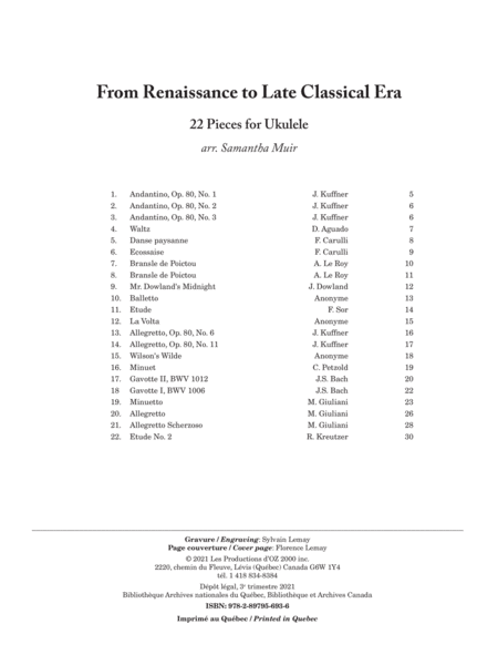 From Renaissance to Late Classical Era - 22 pieces