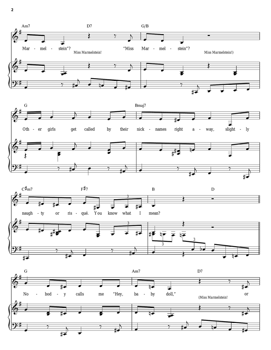 Miss Marmelstein Piano, Vocal, Guitar scores gallery preview page 2