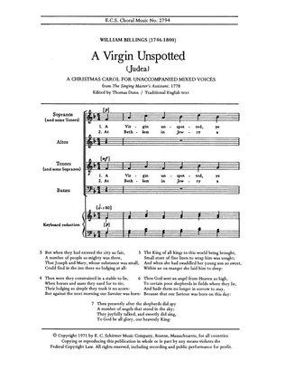 A Virgin Unspotted (Downloadable)