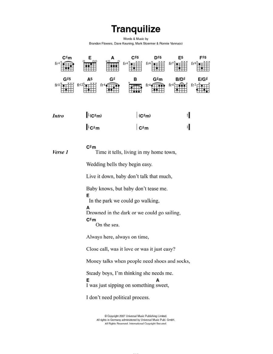 Tranquilize Easy Guitar scores gallery preview page 1