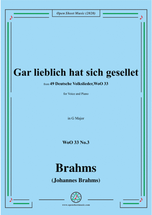 Book cover for Brahms-Gar lieblich hat sich gesellet,WoO 33 No.3,in G Major,for Voice&Piano