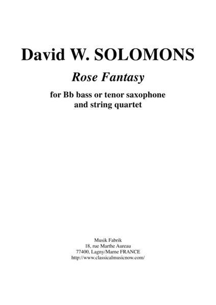David Warin Solomons: Rose Fantasy for Bb bass or tenor saxophone and string quartet