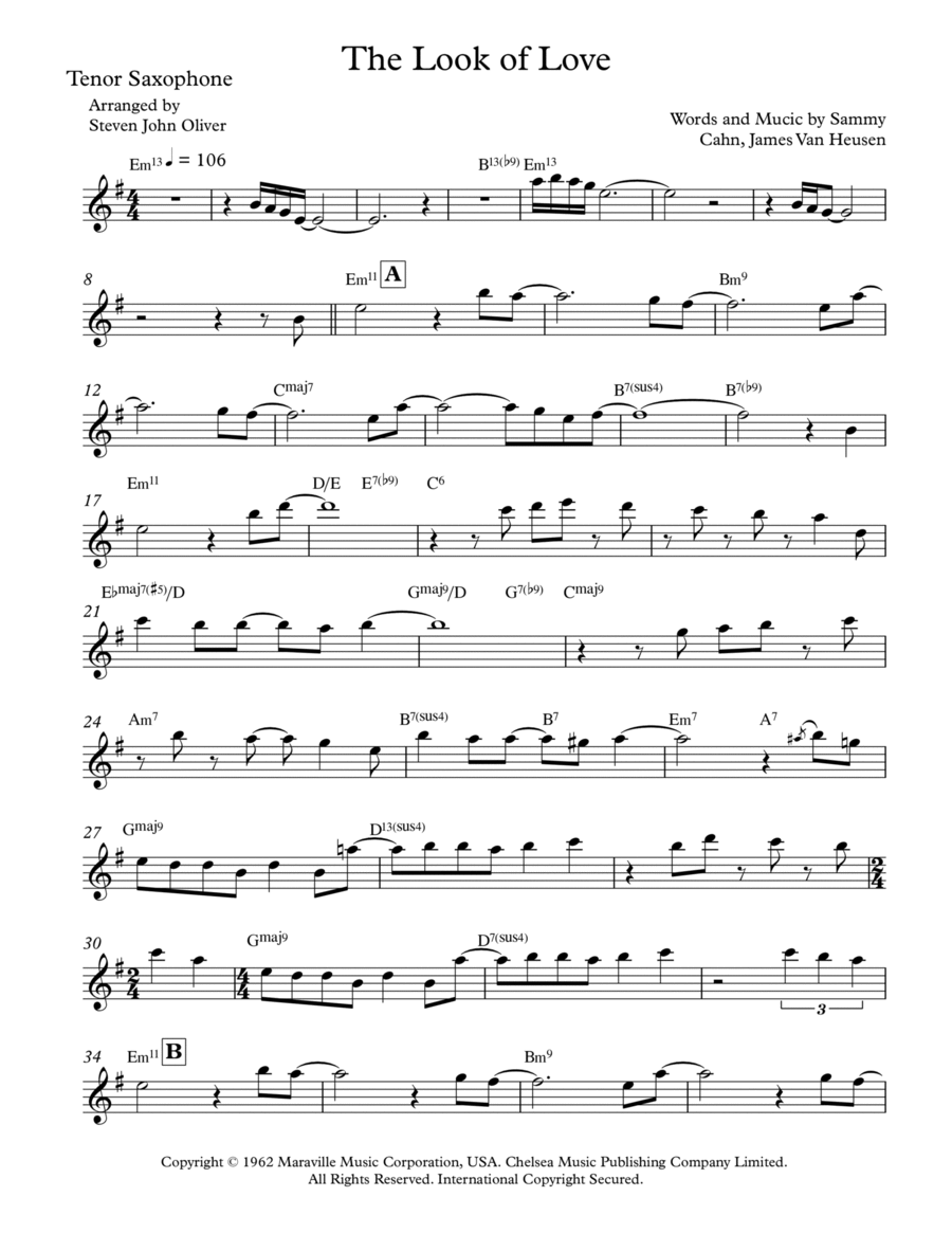 The Look Of Love The Look Of Love Tenor Saxophone scores gallery preview page 1