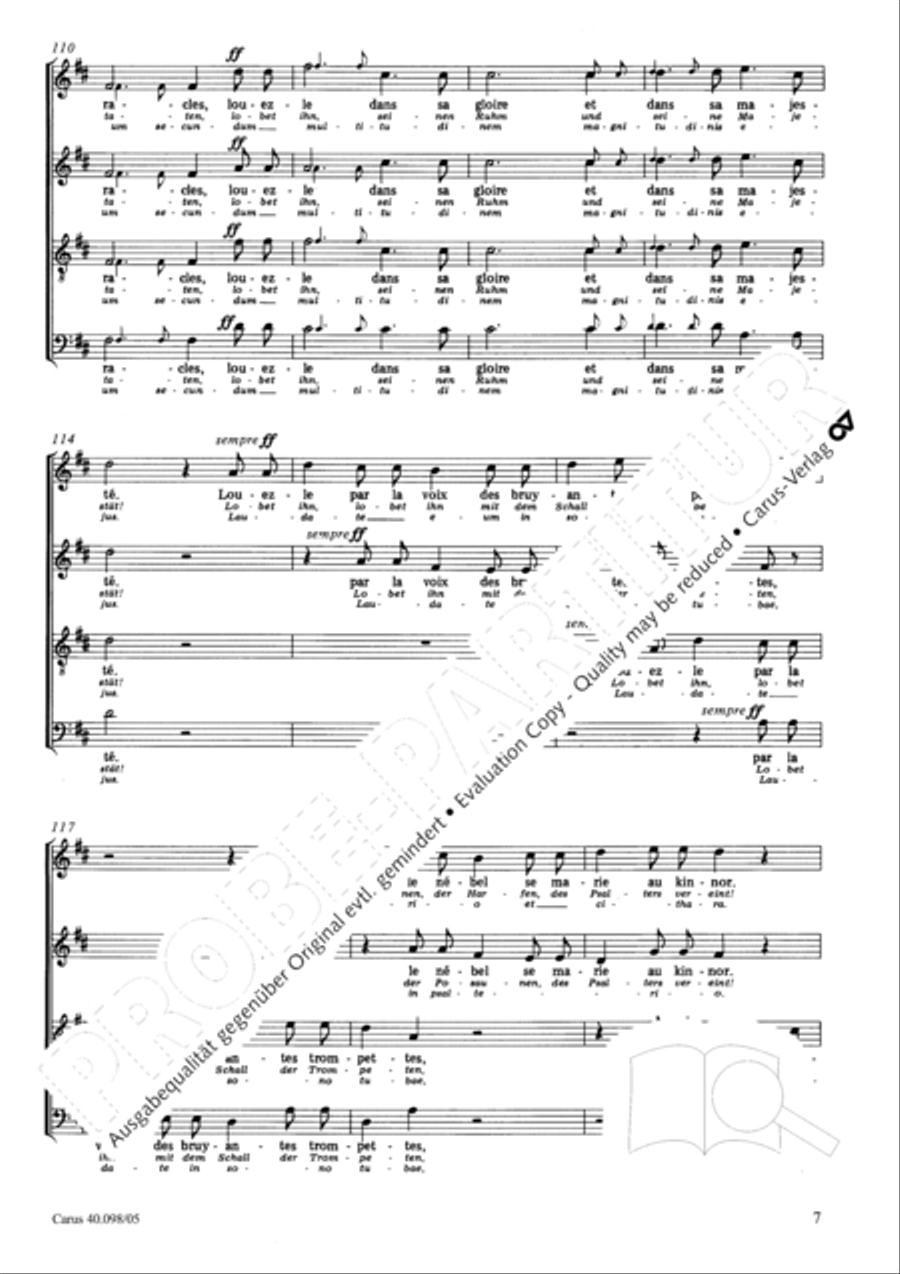 Psalm 150 (Der 150. Psalm) 4-Part scores gallery preview page 8