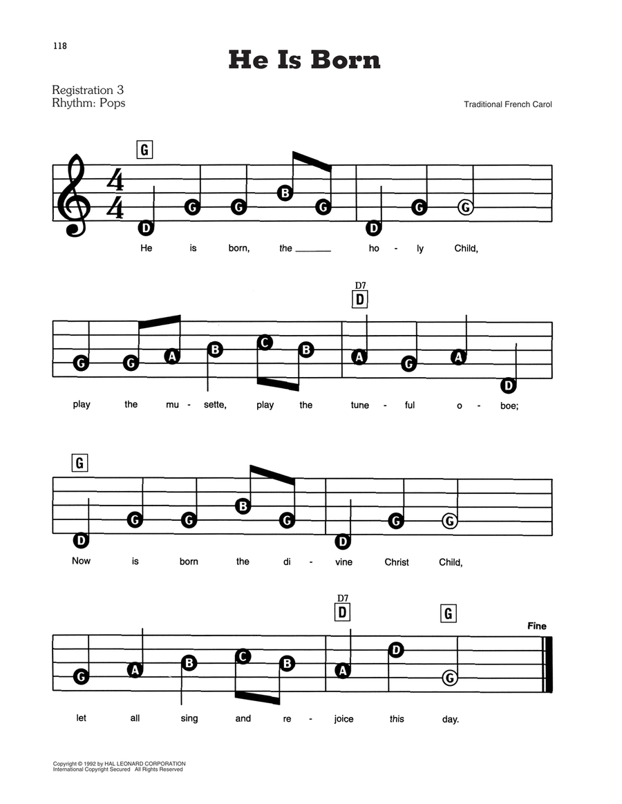 He Is Born Electronic Keyboard scores gallery preview page 1