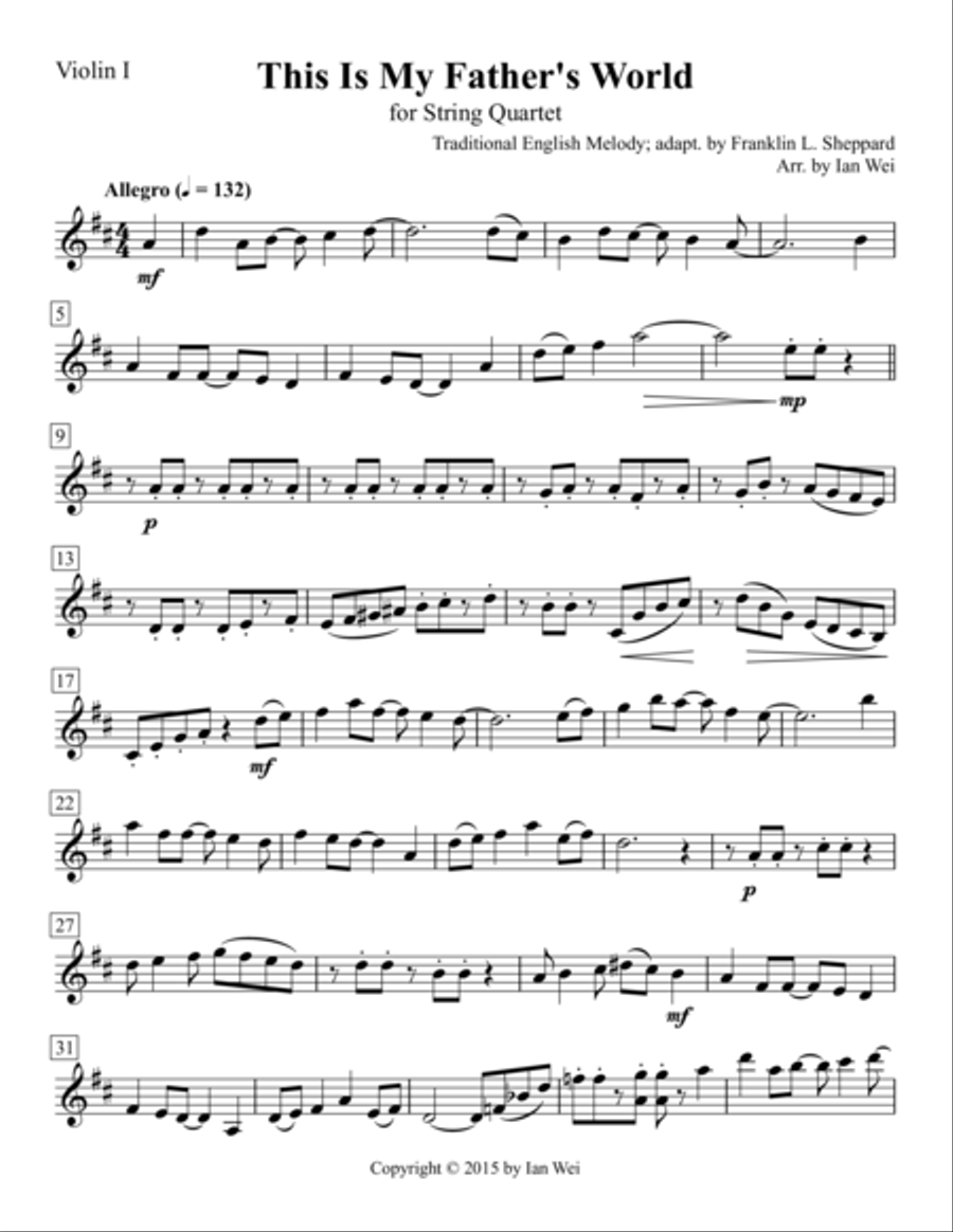 This Is My Father's World for String Quartet String Quartet scores gallery preview page 1