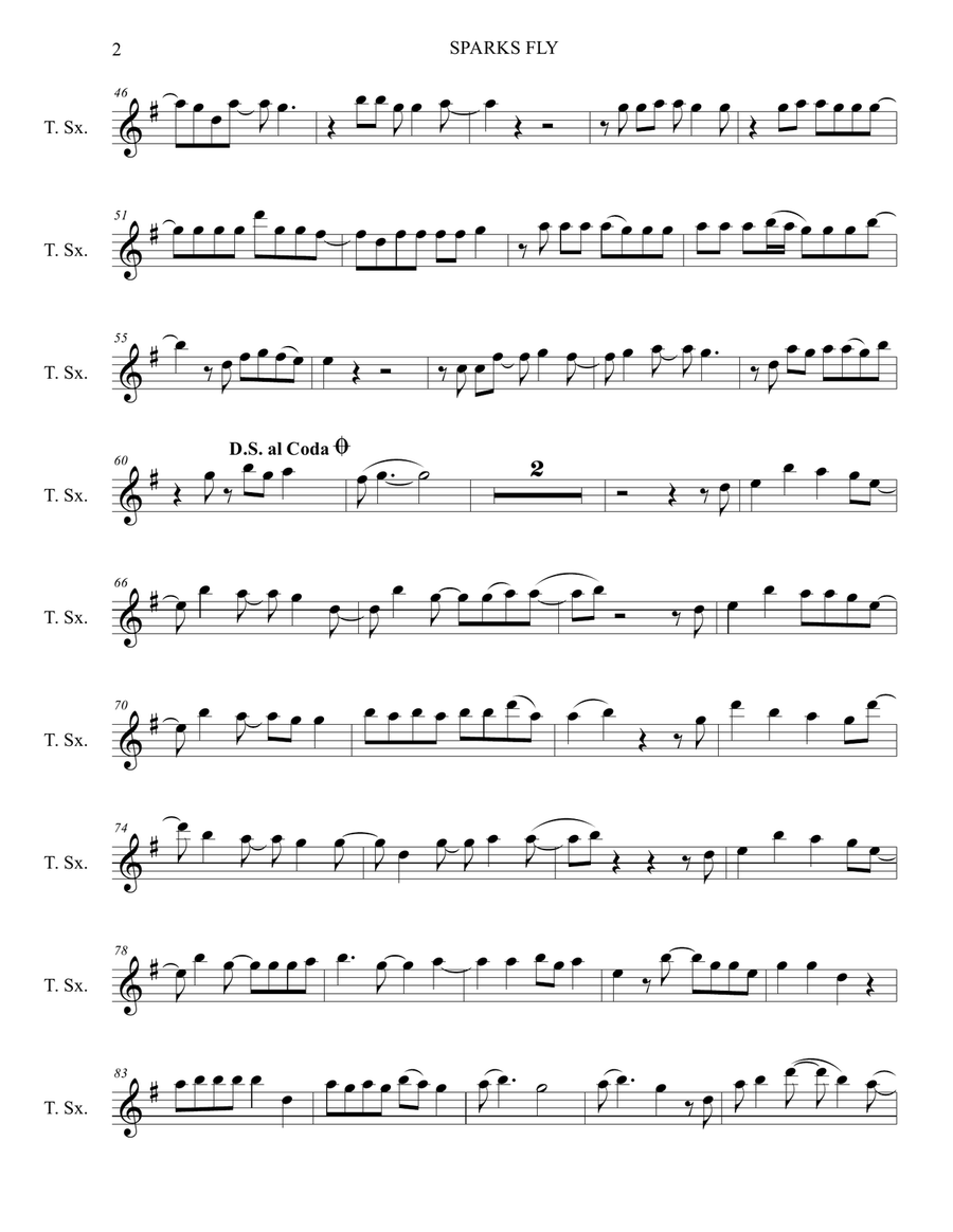 Sparks Fly Tenor Saxophone scores gallery preview page 2