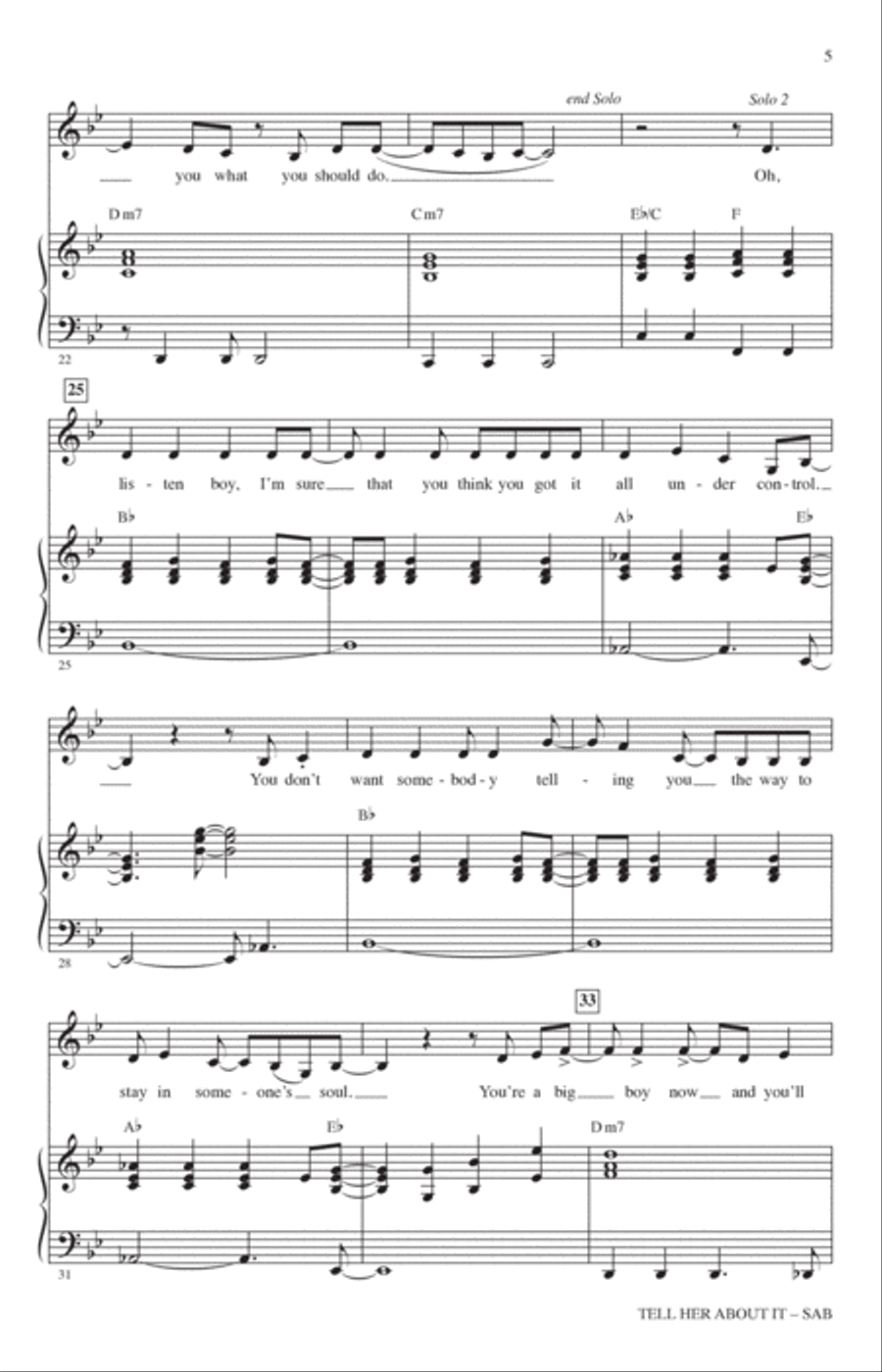 Tell Her About It (arr. Jack Zaino) 3-Part scores gallery preview page 3