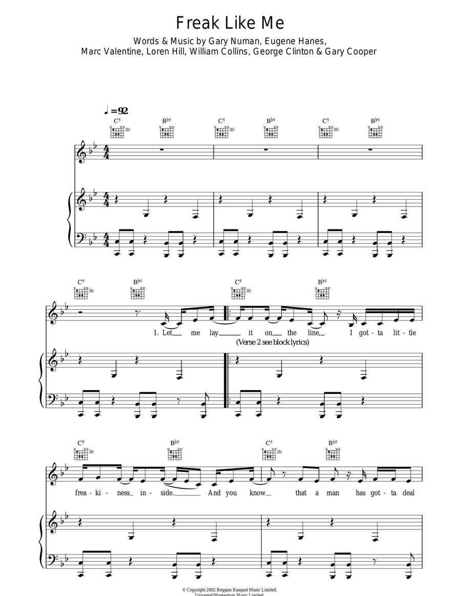 Freak Like Me Piano, Vocal scores gallery preview page 1