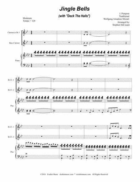 Jingle Bells (with "Deck The Halls") (for Clarinet Choir and Piano) image number null