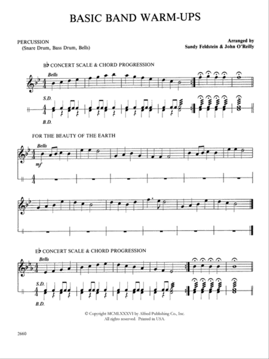 Basic Band Warm-ups: 1st Percussion Concert Band scores gallery preview page 1