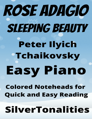 Book cover for Rose Adagio Sleeping Beauty Easy Piano Sheet Music with Colored Notation