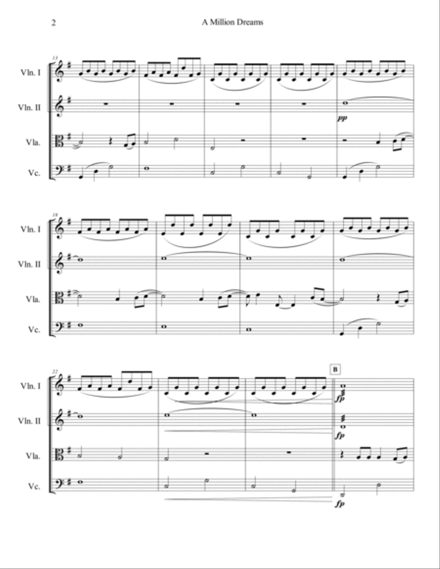A Million Dreams String Quartet scores gallery preview page 3