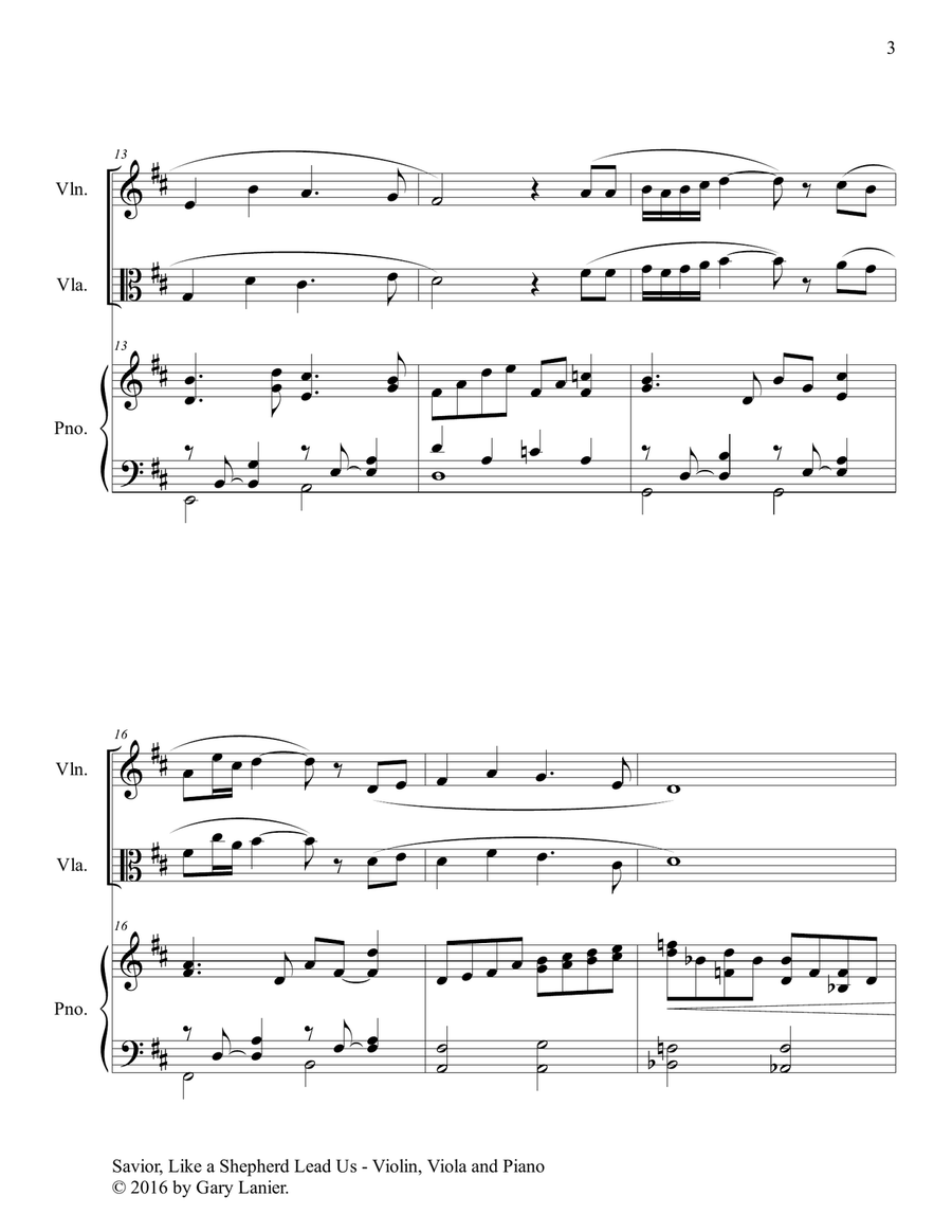 SAVIOR, LIKE A SHEPHERD LEAD US (Trio – Violin, Viola & Piano with Parts) Viola scores gallery preview page 4
