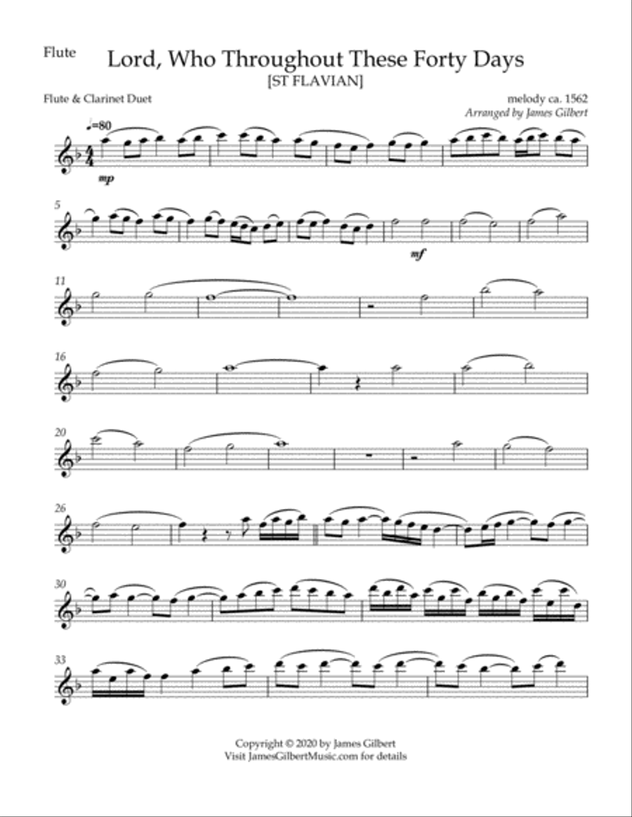 Lord, Who Throughout These Forty Days Woodwind Duet scores gallery preview page 2
