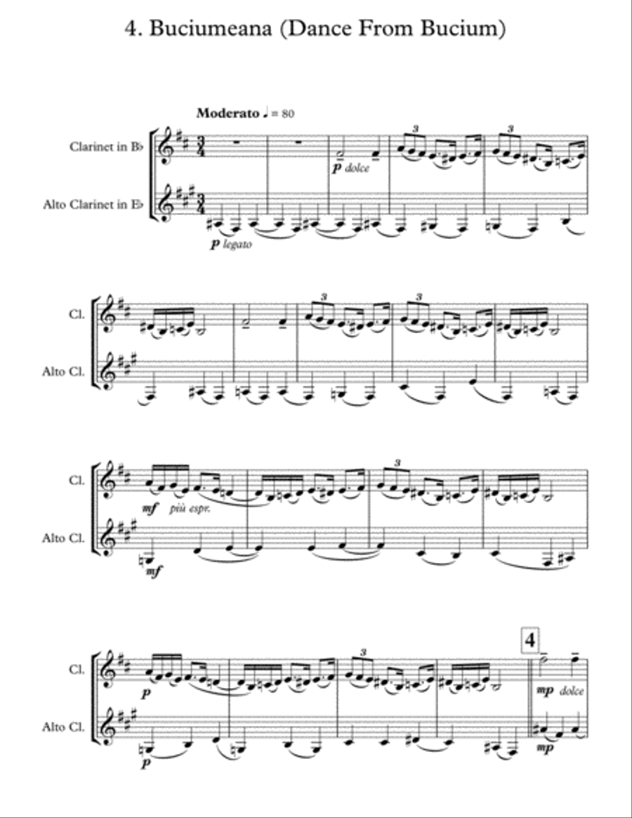 Romanian Folk Dances (Clarinet and Alto Clarinet) Woodwind Duet scores gallery preview page 6