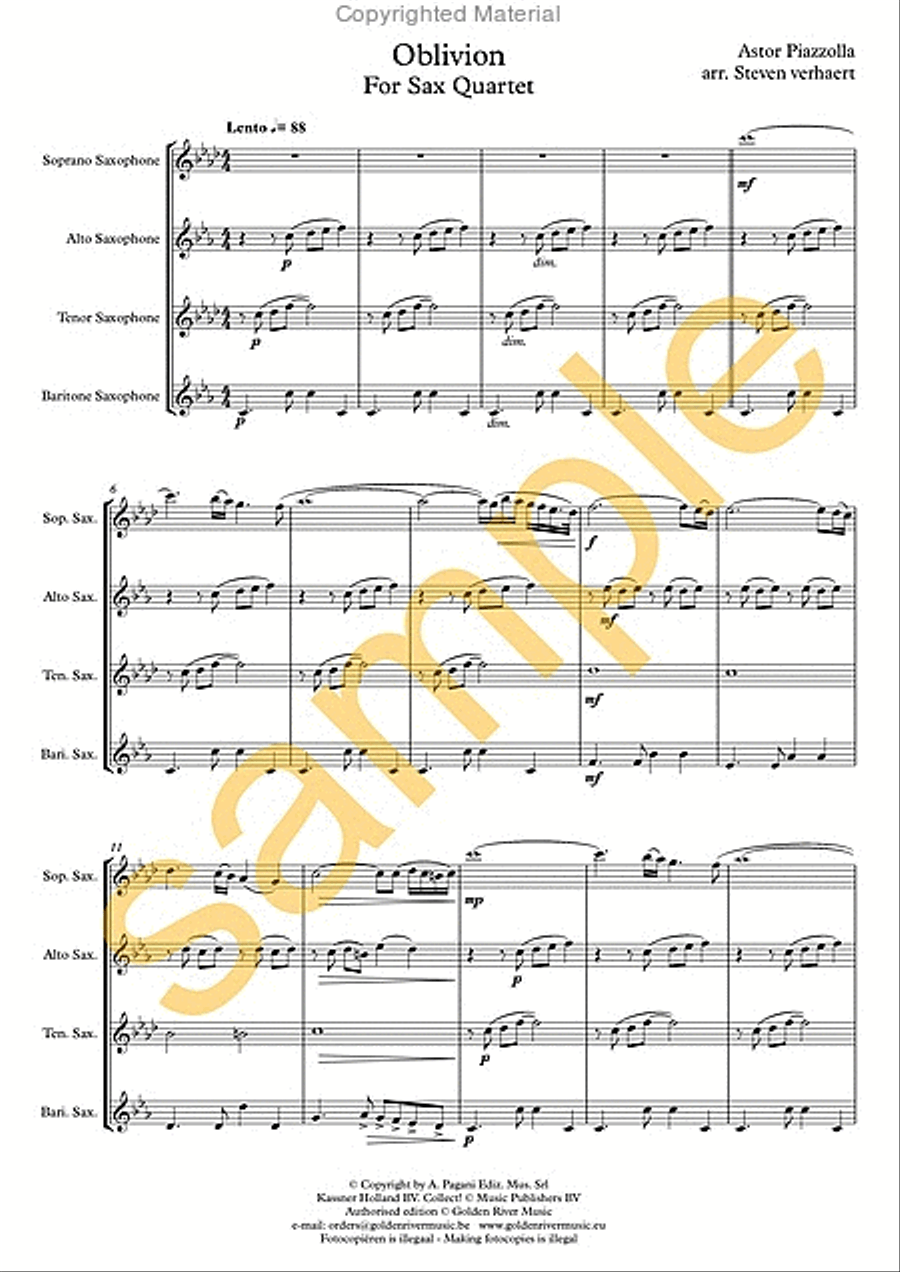 Oblivion Saxophone Quartet scores gallery preview page 2