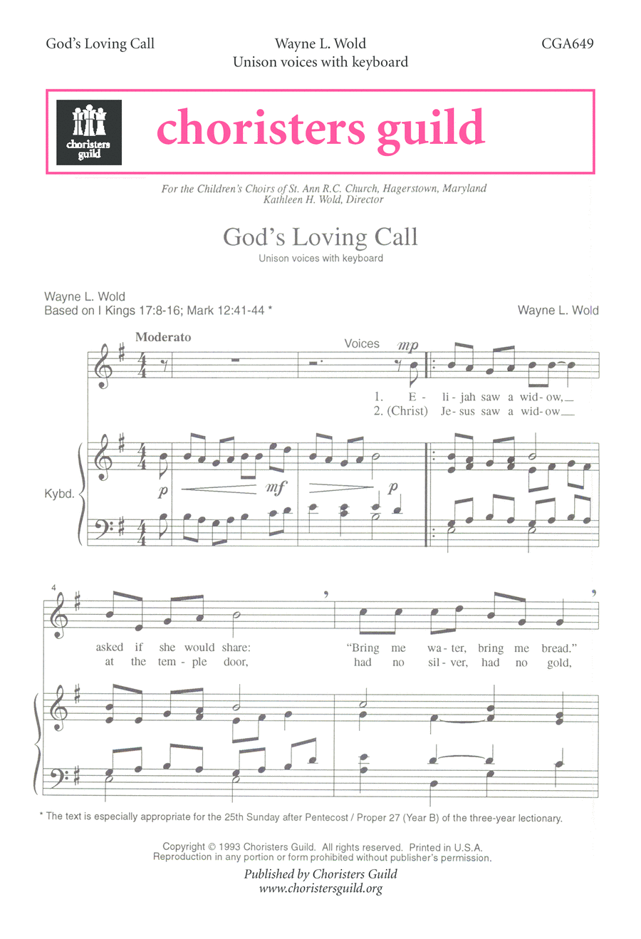 God's Loving Call God's Loving Call Unison Choir scores gallery preview page 1