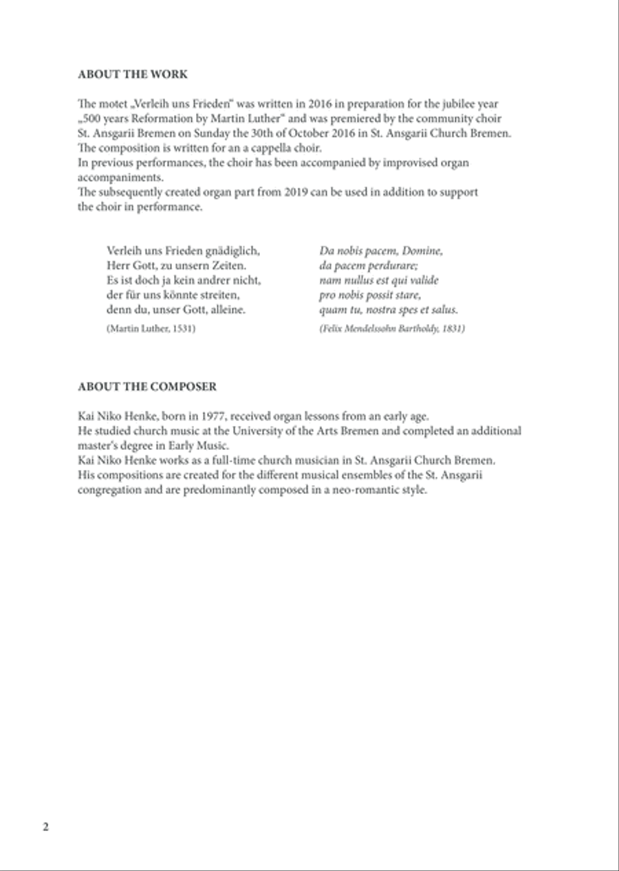 Verleih uns Frieden / Da nobis pacem 4-Part scores gallery preview page 2