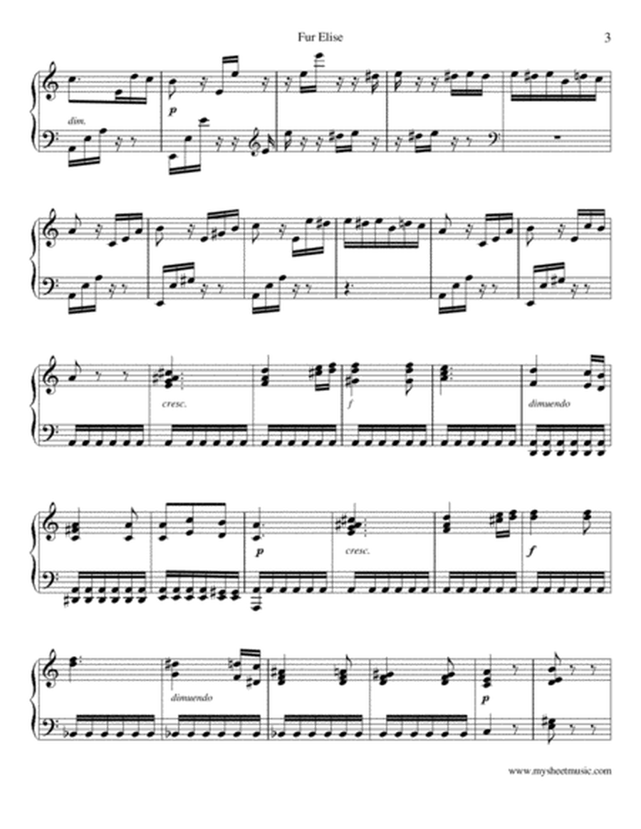 Ludwig van Beethoven Piono Music Sheets