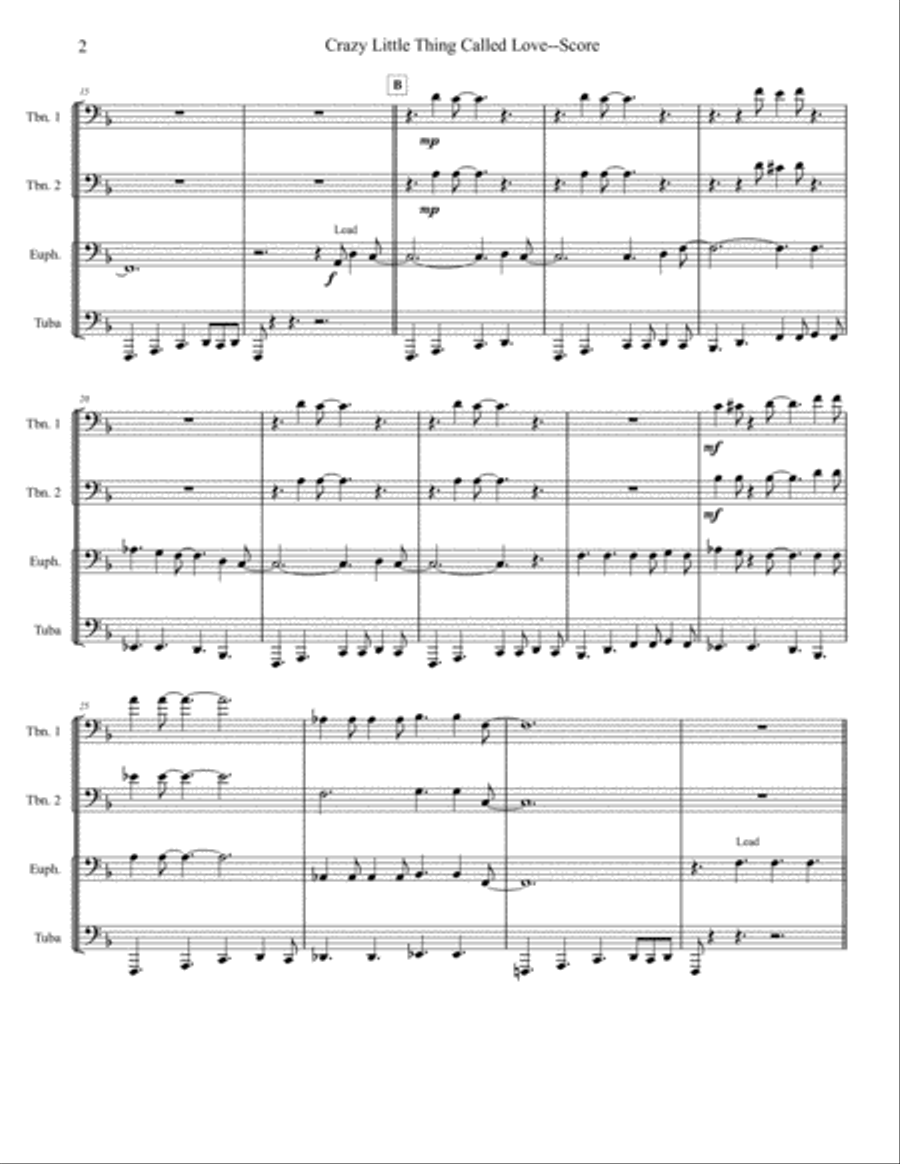 Crazy Little Thing Called Love Brass Ensemble scores gallery preview page 2