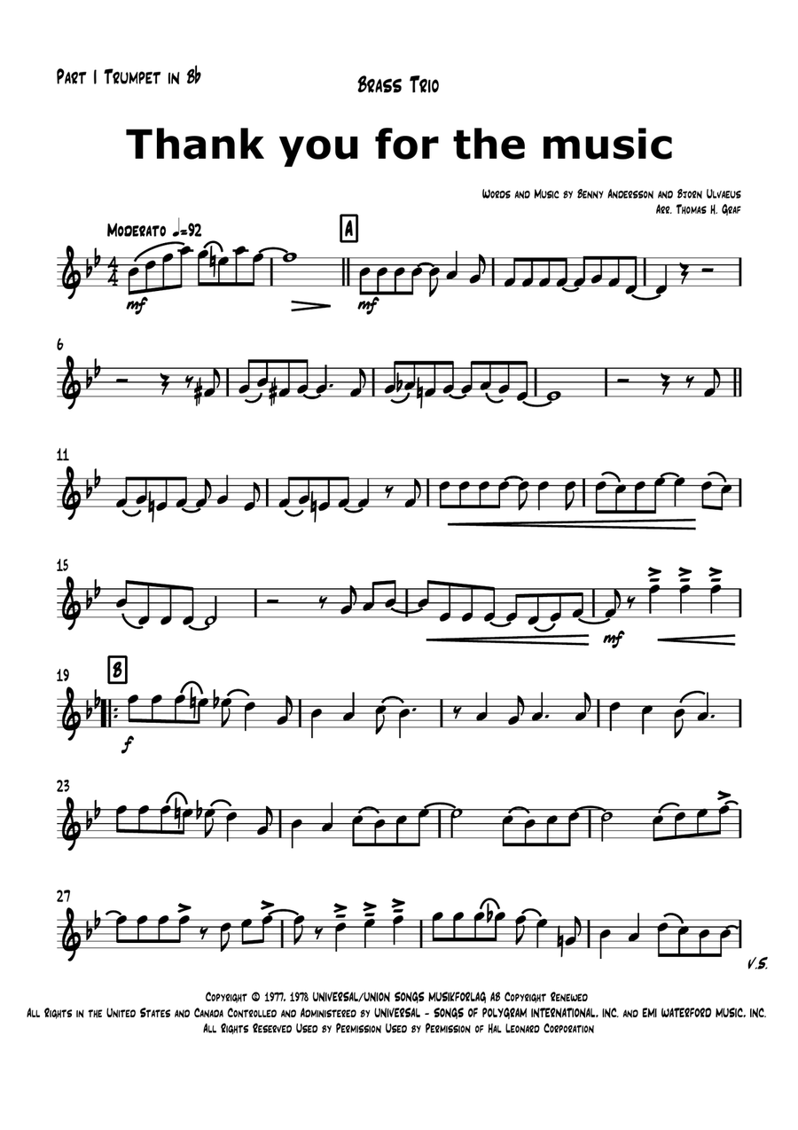 Thank You For The Music Brass Ensemble scores gallery preview page 6